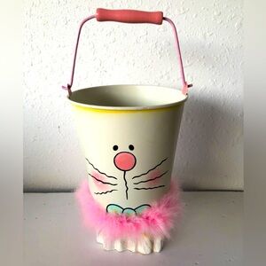 Cute Bunny Easter Bucket with Pink Handle